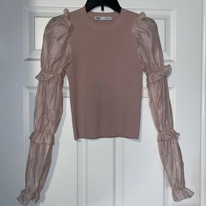 Zara ruffle long sleeve top